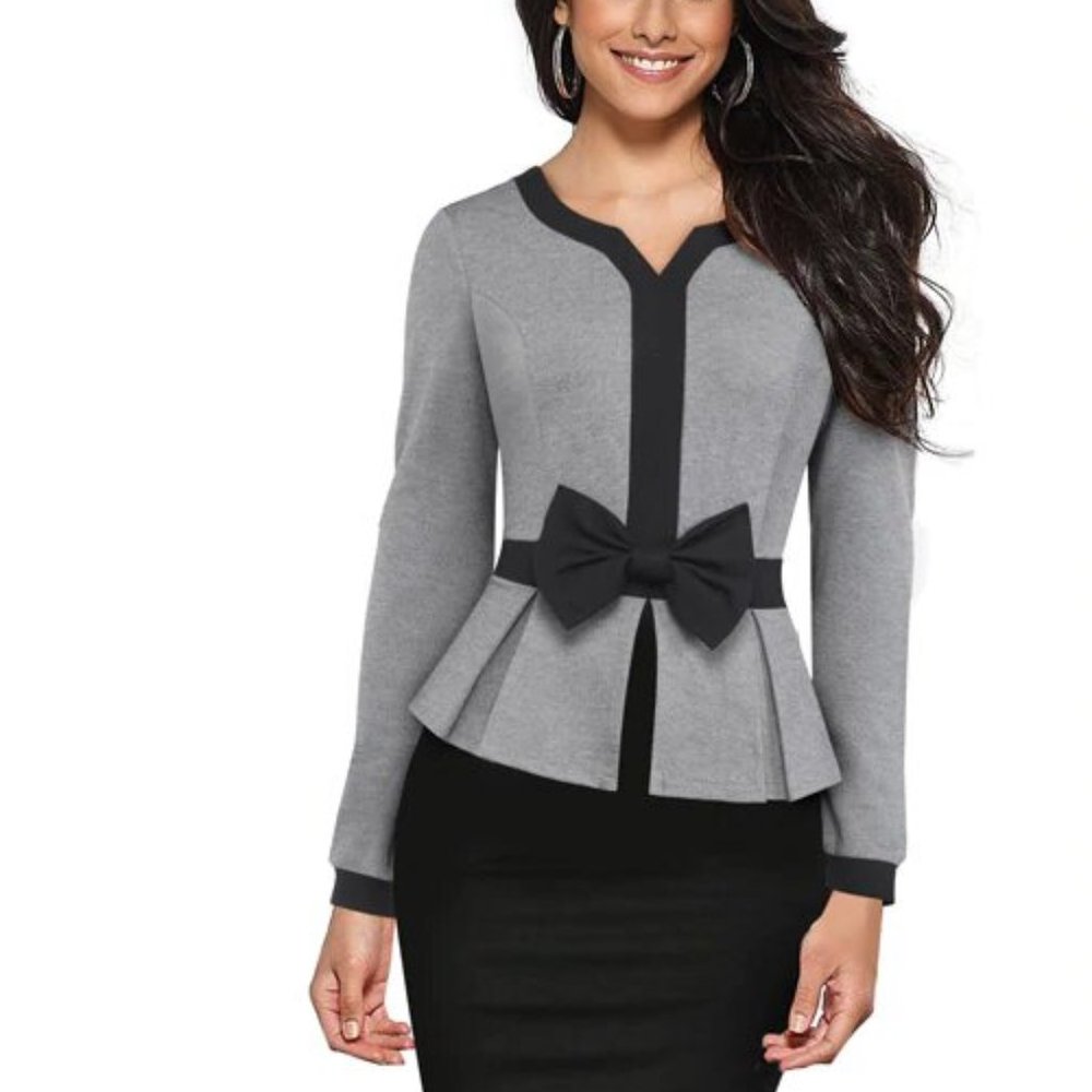 Black & Gray Contrast Color Midi Bodycon Dress